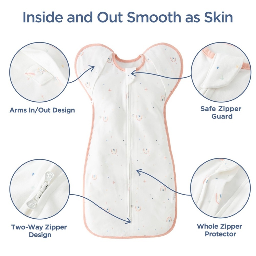 DUOMIAOMIAO Baby Transition Swaddle Blanket Rainbows Print Size 3-6 Months NEW